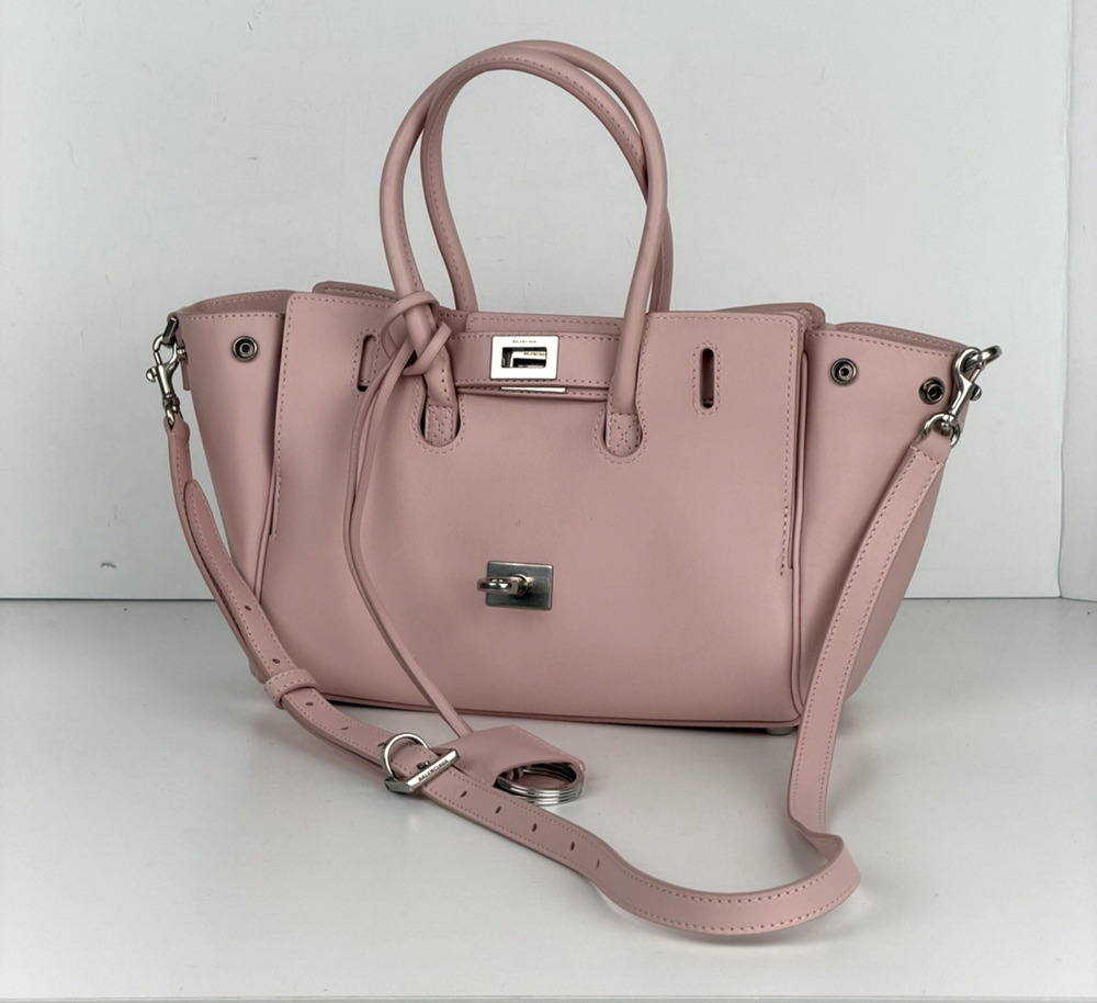 Balenciaga Bel Air Mini Bag in Pink Calfskin Leather Silver-Tone HW E6